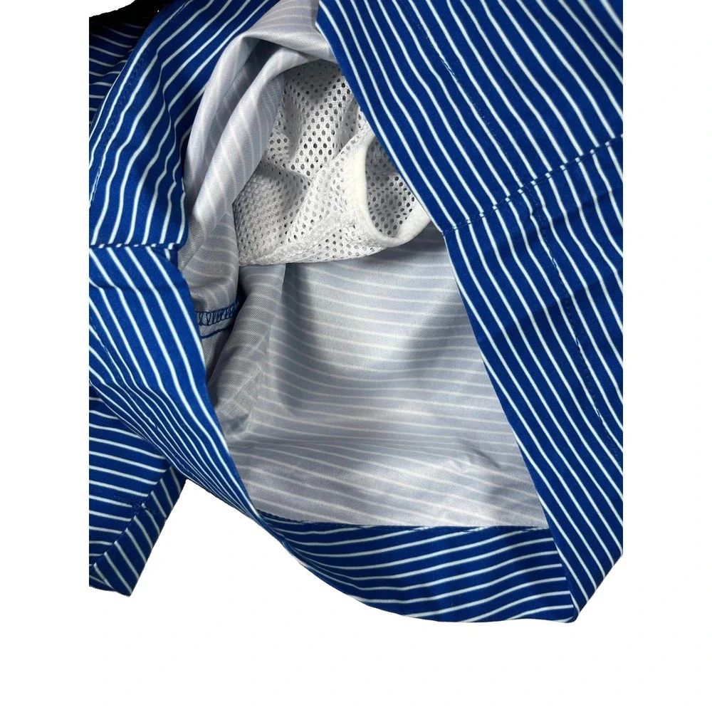 $120 NWT Ted Baker Sz L (4) Swim Trunks Blue Striped Shorts Liner Zip Pockets